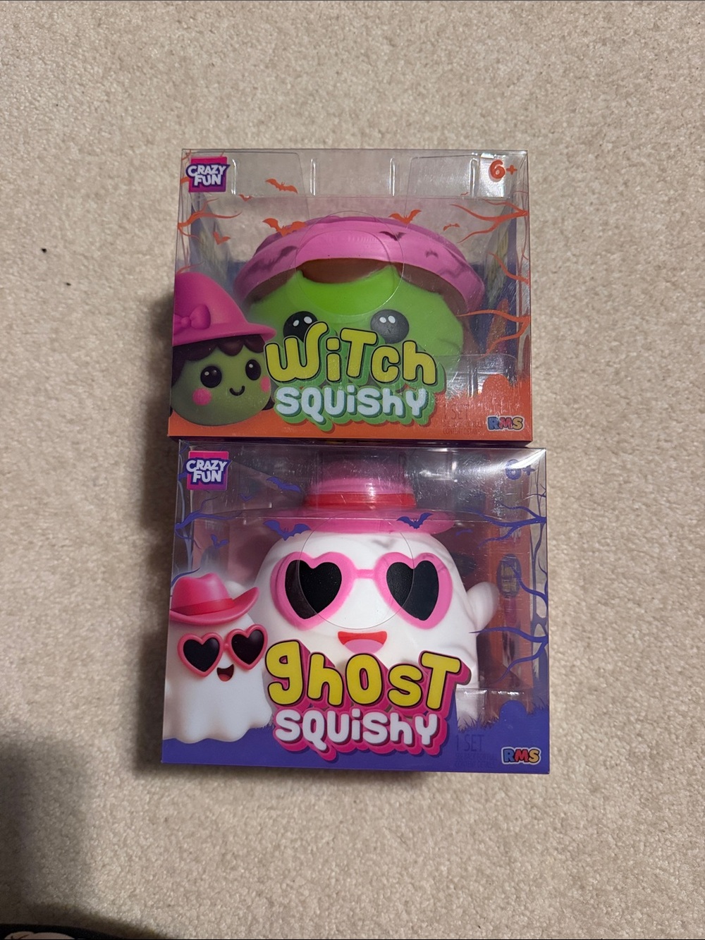 Crazy fun RMS Pink & Green Witch Squishy and White Ghost Squishy Set